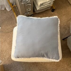 Light Gray Throw Pillow with Fringe